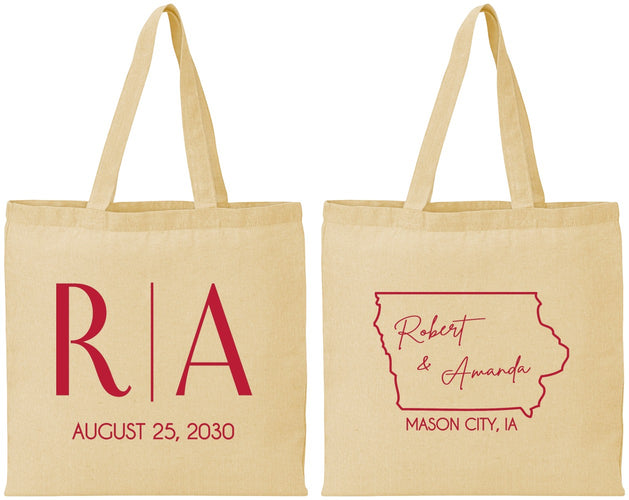 Personalized Wedding Cotton Tote Bags - Iowa | 114