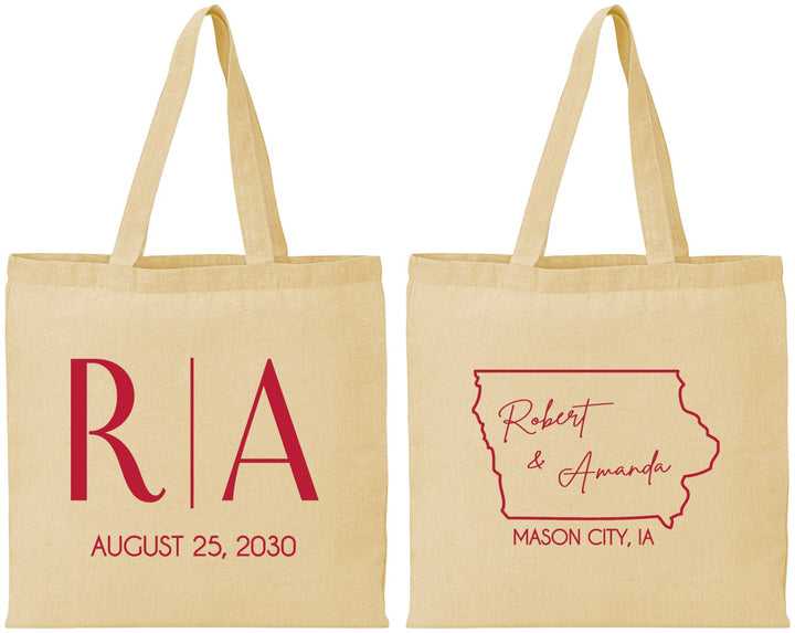 Personalized Wedding Cotton Tote Bags - Iowa | 114