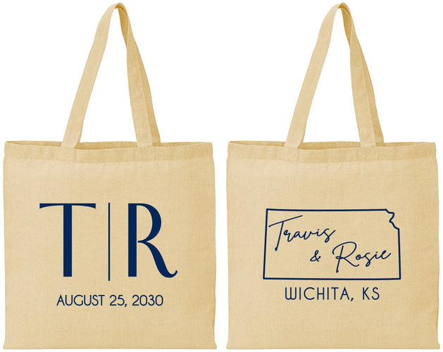 Personalized Wedding Cotton Tote Bags - Kansas | 115