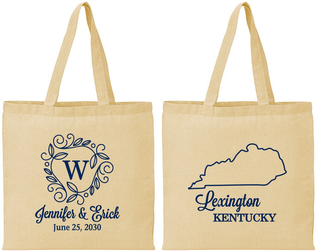 Personalized Wedding Cotton Tote Bags - Kentucky | 116