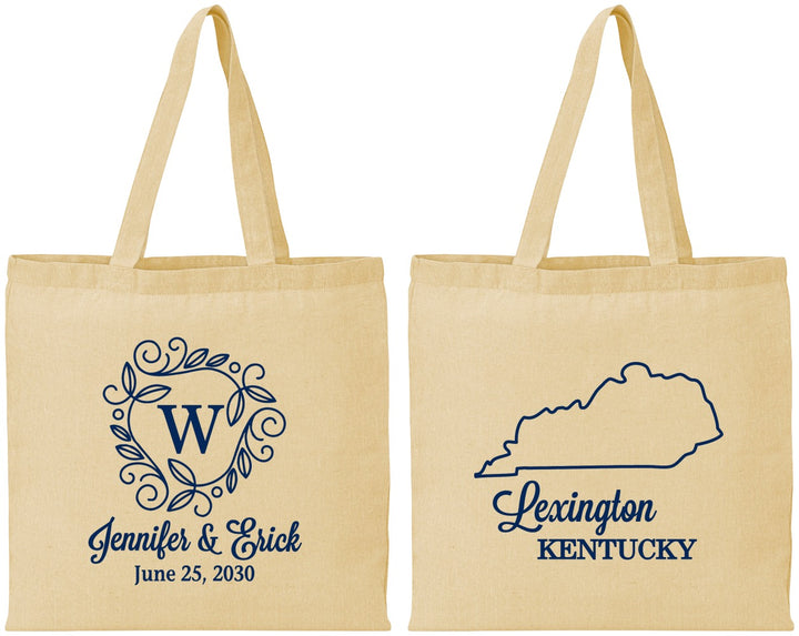 Personalized Wedding Cotton Tote Bags - Kentucky | 116