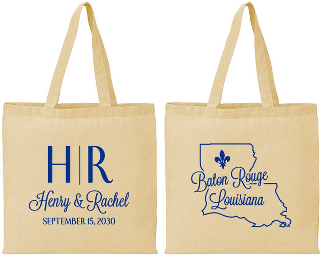 Personalized Wedding Cotton Tote Bags - Louisiana | 117