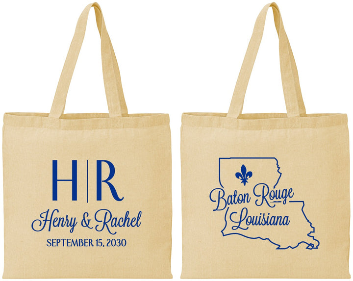 Personalized Wedding Cotton Tote Bags - Louisiana | 117