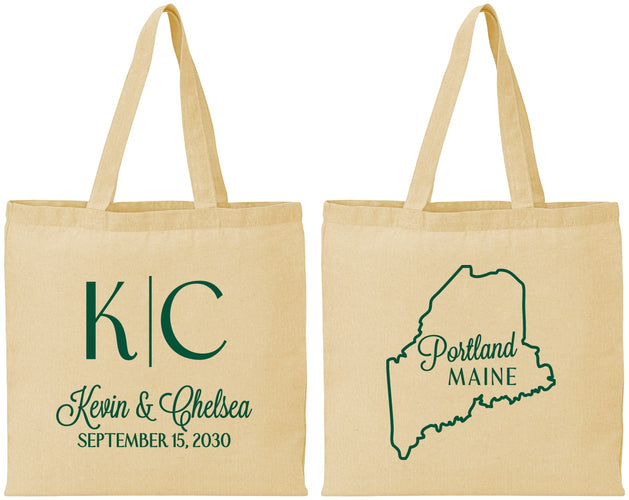 Personalized Wedding Cotton Tote Bags - Maine | 118