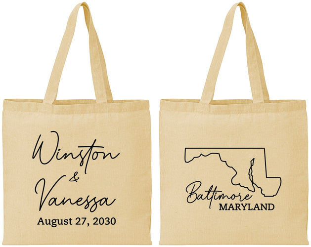 Personalized Wedding Cotton Tote Bags - Maryland | 119