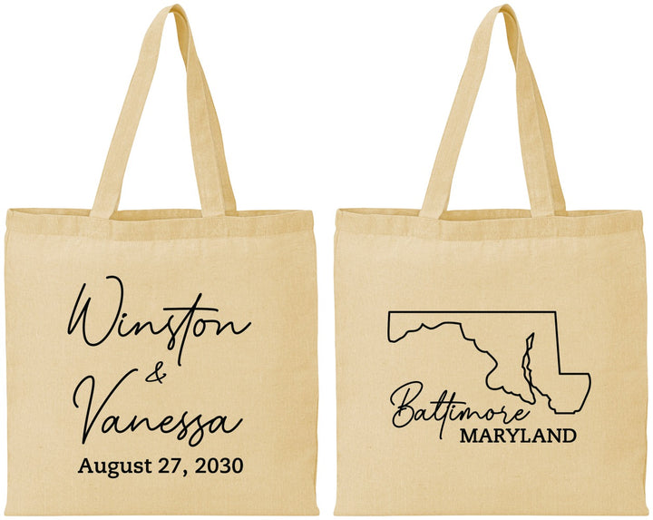 Personalized Wedding Cotton Tote Bags - Maryland | 119