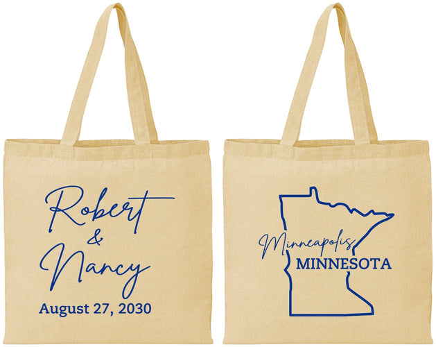 Personalized Wedding Cotton Tote Bags - Minnesota | 122