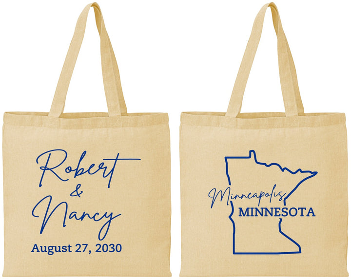 Personalized Wedding Cotton Tote Bags - Minnesota | 122