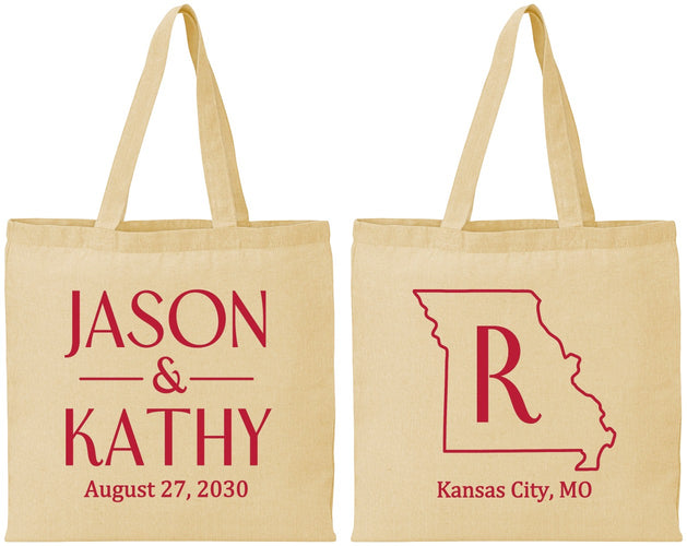 Personalized Wedding Cotton Tote Bags - Missouri | 124