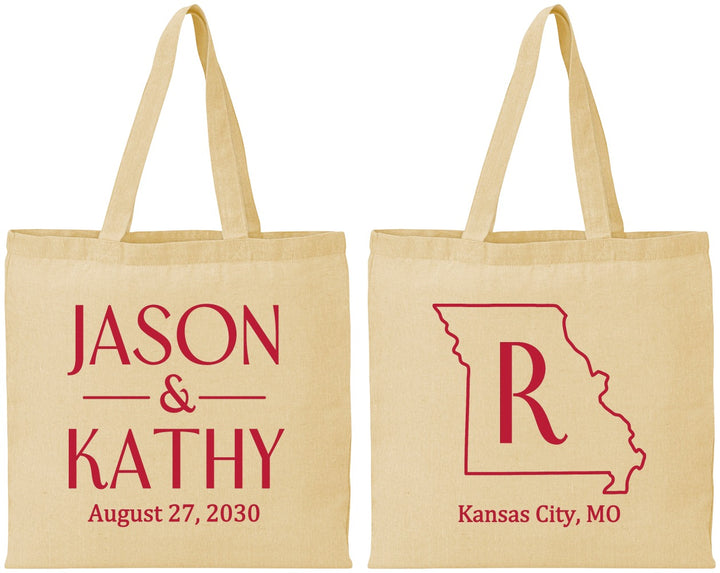 Personalized Wedding Cotton Tote Bags - Missouri | 124