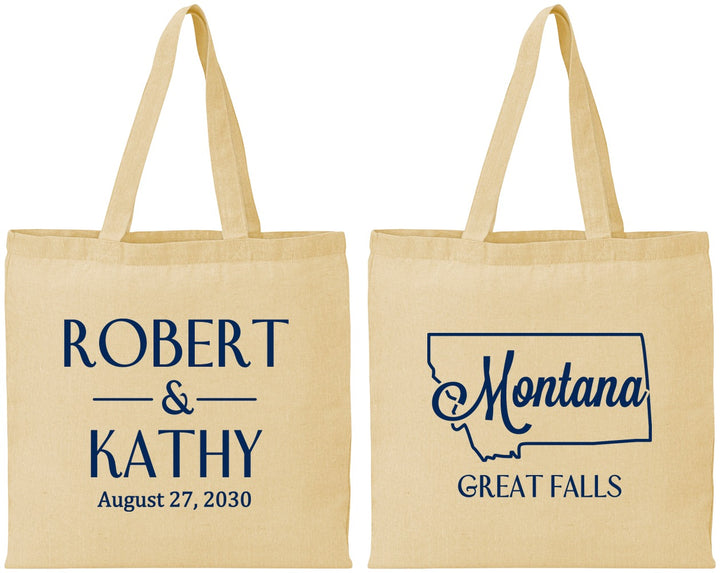 Personalized Wedding Cotton Tote Bags - Montana | 125
