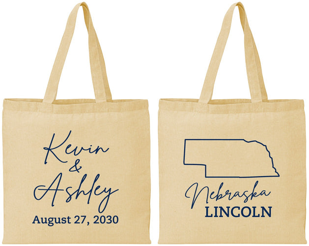 Personalized Wedding Cotton Tote Bags - Nebraska | 126