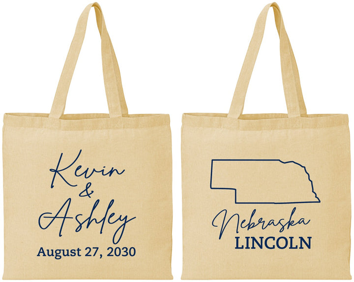 Personalized Wedding Cotton Tote Bags - Nebraska | 126