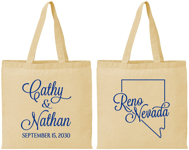 Personalized Wedding Cotton Tote Bags - Nevada | 127