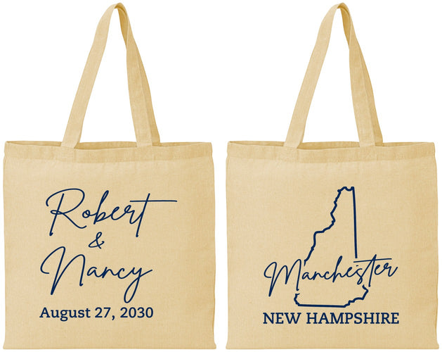 Personalized Wedding Cotton Tote Bags - New Hampshire | 128