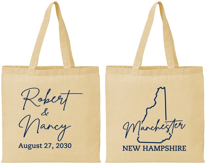 Personalized Wedding Cotton Tote Bags - New Hampshire | 128