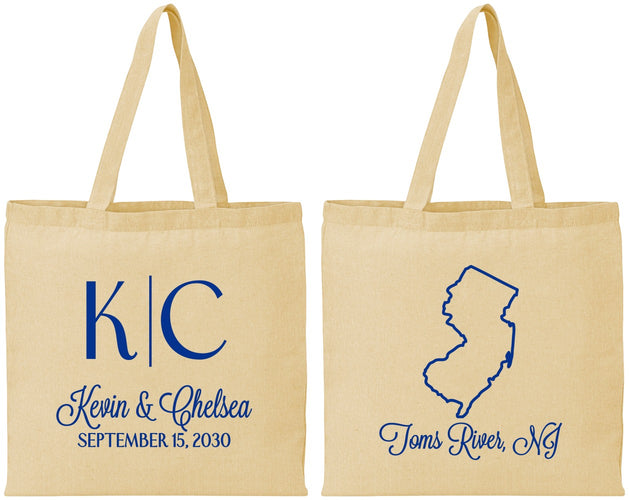 Personalized Wedding Cotton Tote Bags - New Jersey | 129