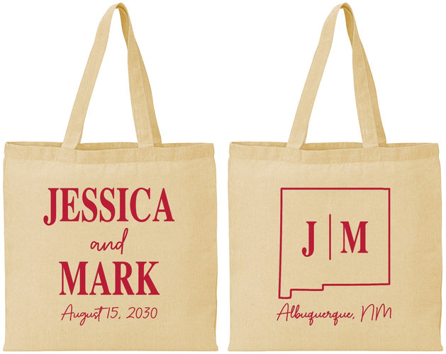 Personalized Wedding Cotton Tote Bags - New Mexico | 130