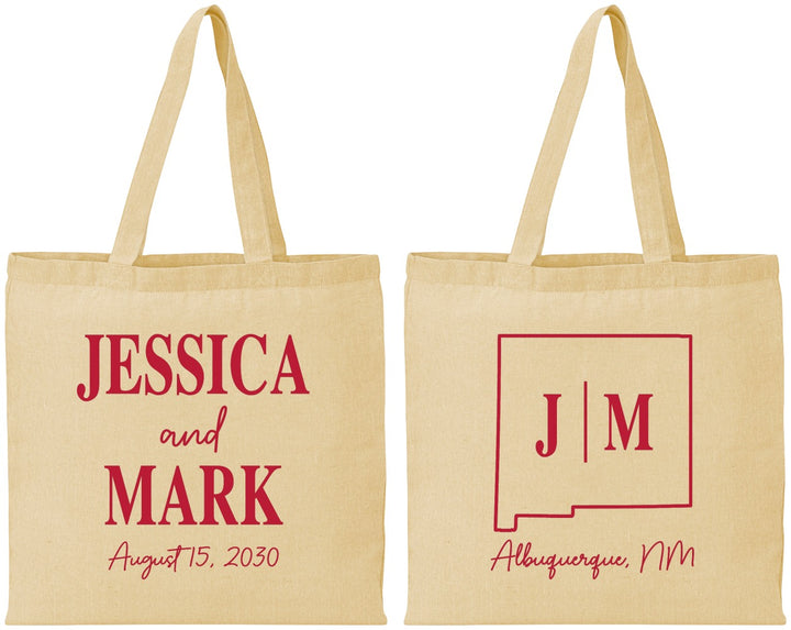 Personalized Wedding Cotton Tote Bags - New Mexico | 130