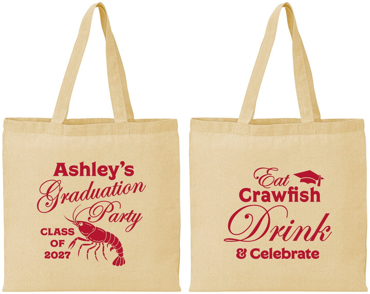 Personalized Graduation Cotton Tote Bags - Class Of 2027 Crawfish Boil | 130000