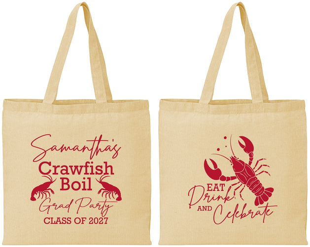 Personalized Graduation Cotton Tote Bags - Class Of 2027 Crawfish Boil | 130002