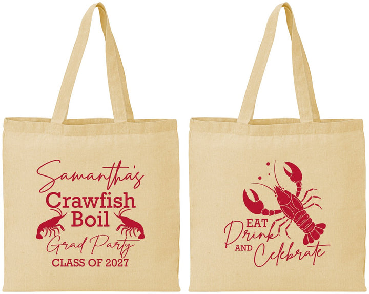 Personalized Graduation Cotton Tote Bags - Class Of 2027 Crawfish Boil | 130002