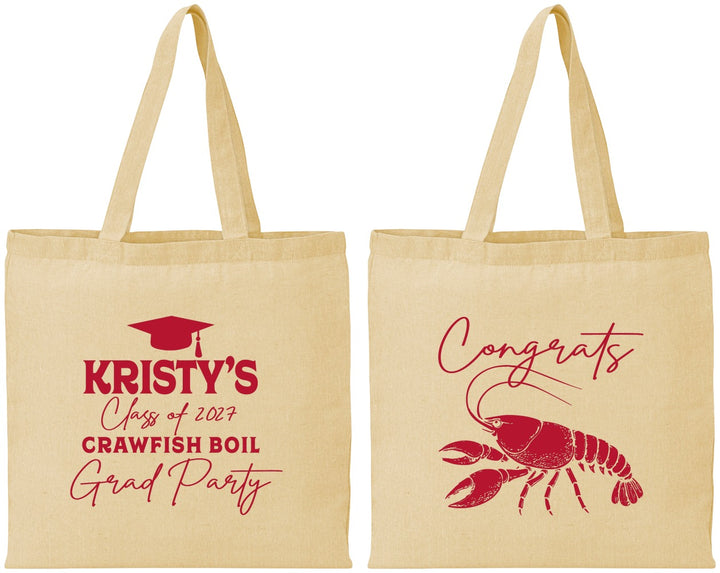 Personalized Graduation Cotton Tote Bags - Class Of 2027 Crawfish Boil | 130003