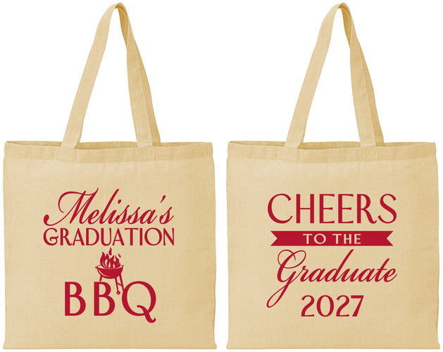 Personalized Graduation Cotton Tote Bags - Class Of 2027 Bbq | 130006