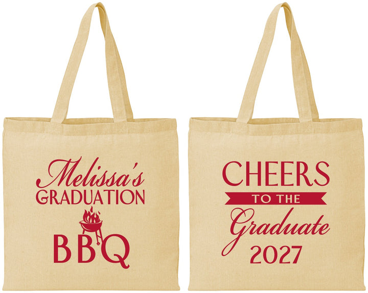 Personalized Graduation Cotton Tote Bags - Class Of 2027 Bbq | 130006