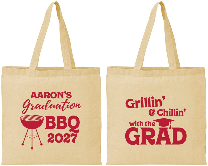 Personalized Graduation Cotton Tote Bags - Class Of 2027 Bbq | 130007