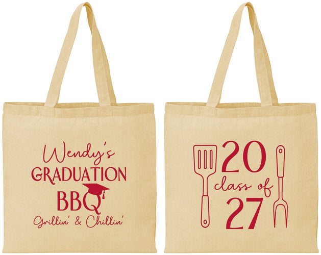 Personalized Graduation Cotton Tote Bags - Class Of 2027 Bbq | 130008
