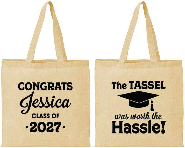 Personalized Graduation Cotton Tote Bags - Class Of 2027 Tassel Hassel | 130012