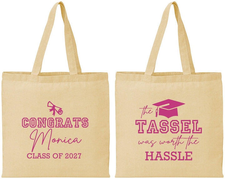 Personalized Graduation Cotton Tote Bags - Class Of 2027 Tassel Hassel | 130014