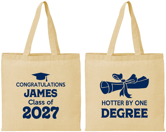 Personalized Graduation Cotton Tote Bags - Class Of 2027 Hotter Degree | 130022