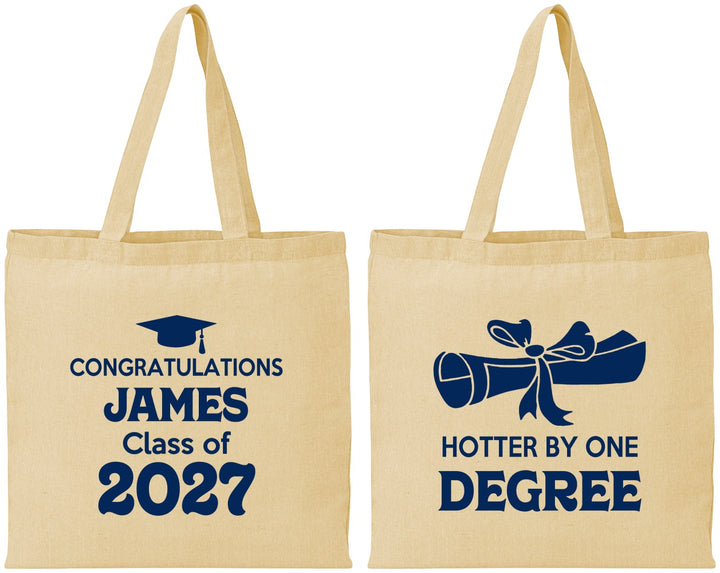Personalized Graduation Cotton Tote Bags - Class Of 2027 Hotter Degree | 130022