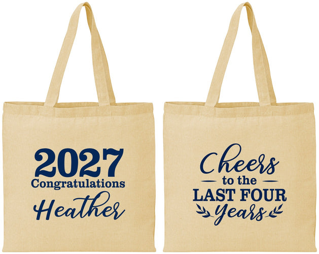 Personalized Graduation Cotton Tote Bags - Class Of 2027 Last Four Years | 130023