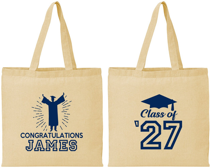 Personalized Graduation Cotton Tote Bags - Class Of 2027 Congratulations | 130024