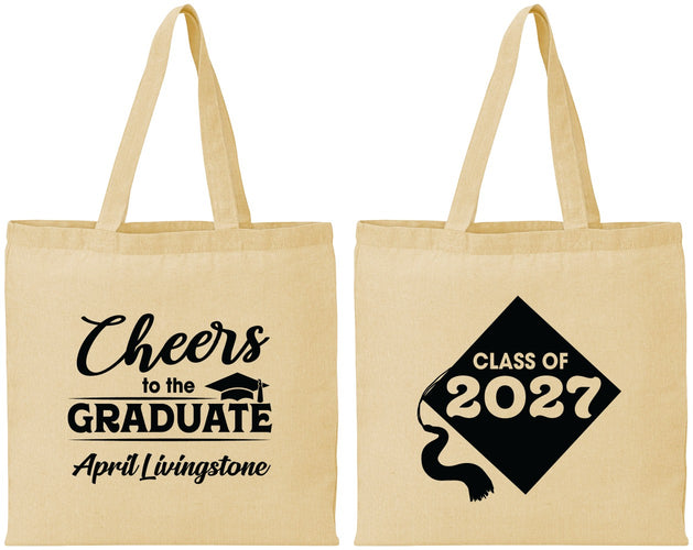Personalized Graduation Cotton Tote Bags - Class Of 2027 Tassel Hassel | 130033