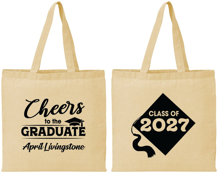 Personalized Graduation Cotton Tote Bags - Class Of 2027 Tassel Hassel | 130033