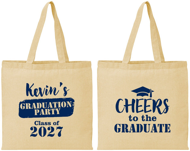 Personalized Graduation Cotton Tote Bags - Class Of 2027 Cheers Graduate | 130034