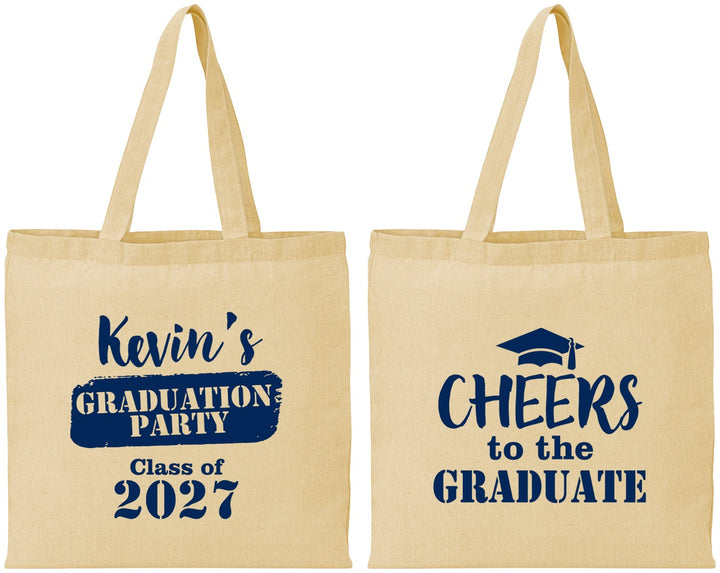 Personalized Graduation Cotton Tote Bags - Class Of 2027 Cheers Graduate | 130034