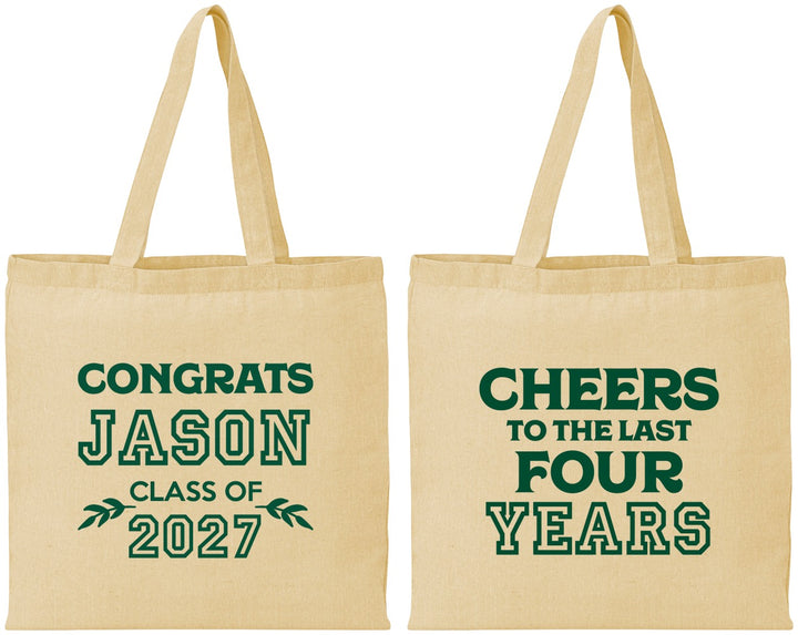 Personalized Graduation Cotton Tote Bags - Class Of 2027 Last Four Years | 130036