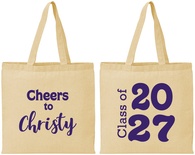 Personalized Graduation Cotton Tote Bags - Class Of 2027 Cheers | 130037