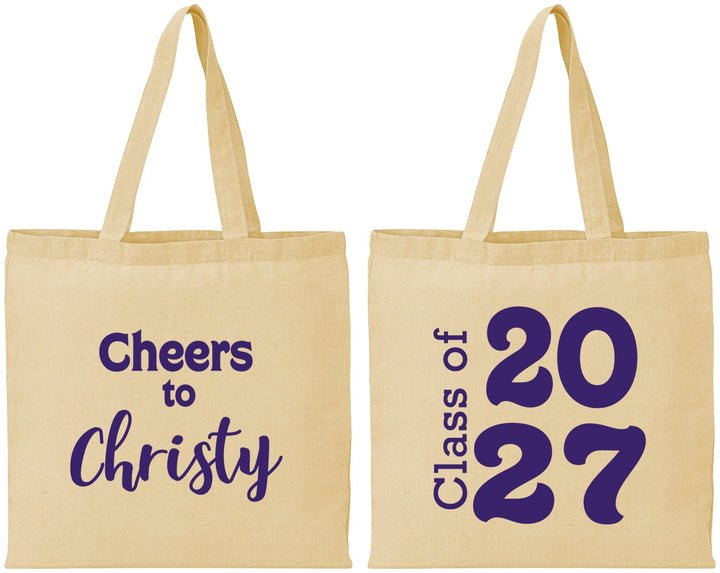 Personalized Graduation Cotton Tote Bags - Class Of 2027 Cheers | 130037
