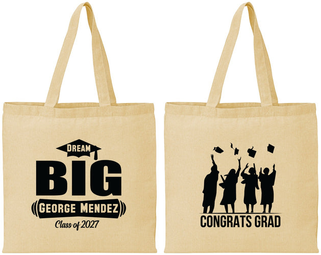 Personalized Graduation Cotton Tote Bags - Class Of 2027 Dream Big | 130039