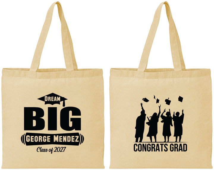 Personalized Graduation Cotton Tote Bags - Class Of 2027 Dream Big | 130039