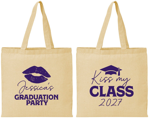 Personalized Graduation Cotton Tote Bags - Class Of 2027 Kiss My Class | 130041