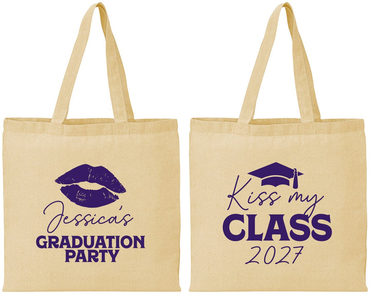 Personalized Graduation Cotton Tote Bags - Class Of 2027 Kiss My Class | 130041