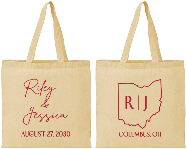 Personalized Wedding Cotton Tote Bags - Ohio | 134