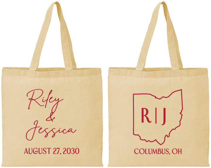Personalized Wedding Cotton Tote Bags - Ohio | 134